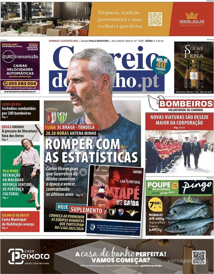 Capa Correio do Minho - 2025-08-10