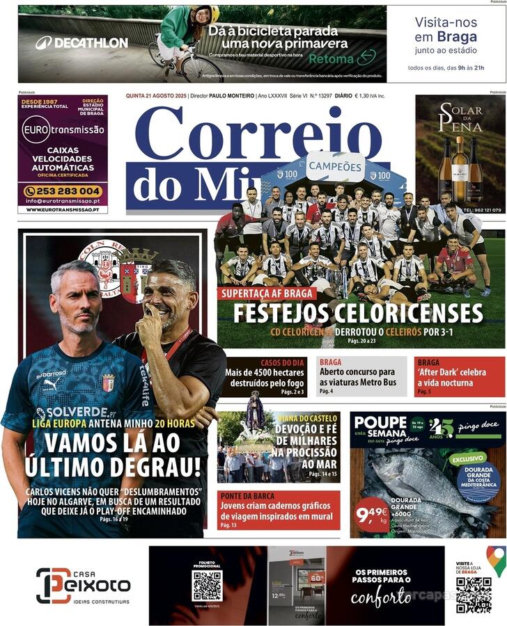 Capa Correio do Minho - 2025-08-21