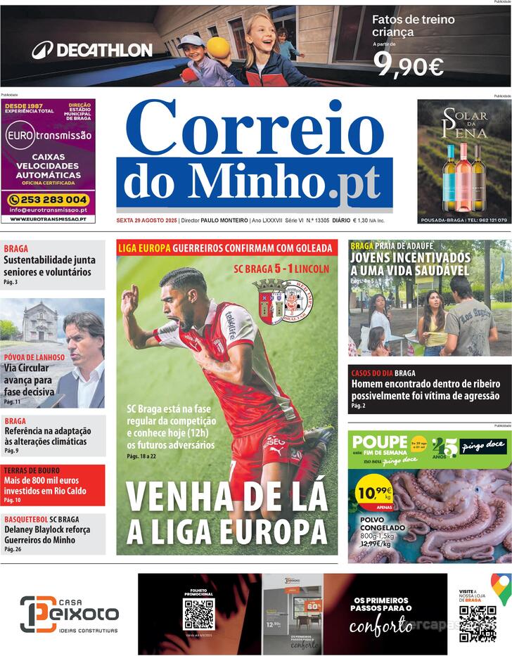 Capa Correio do Minho - 2025-08-29