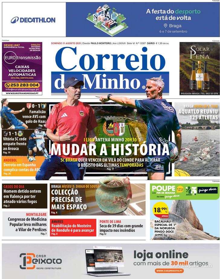 Capa Correio do Minho - 2025-08-31