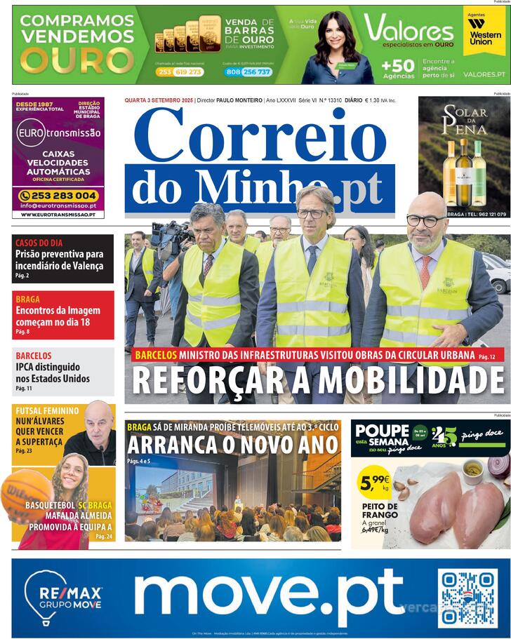 Capa Correio do Minho - 2025-09-03