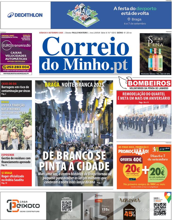 Capa Correio do Minho - 2025-09-06