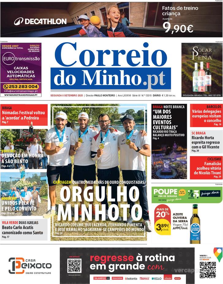 Capa Correio do Minho - 2025-09-08