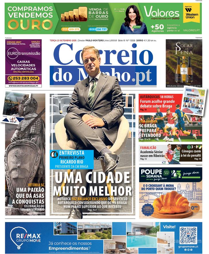 Capa Correio do Minho - 2025-09-23