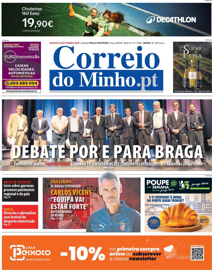 Capa Correio do Minho - 2025-09-24