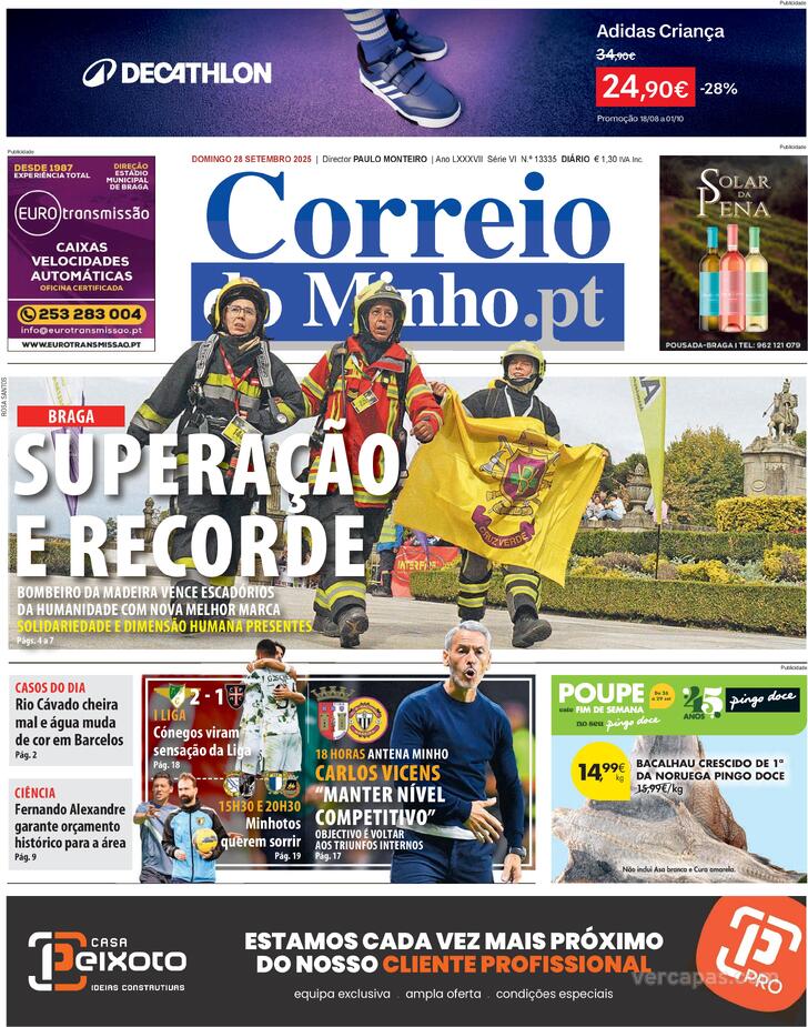 Capa Correio do Minho - 2025-09-28