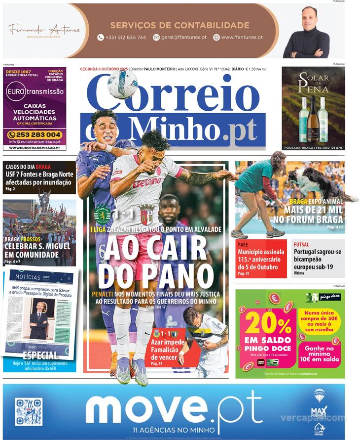Capa Correio do Minho - 2025-10-06