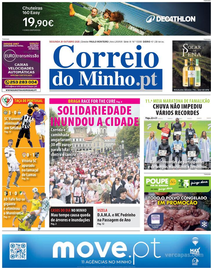 Capa Correio do Minho - 2025-10-20