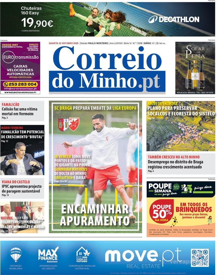 Capa Correio do Minho - 2025-10-22