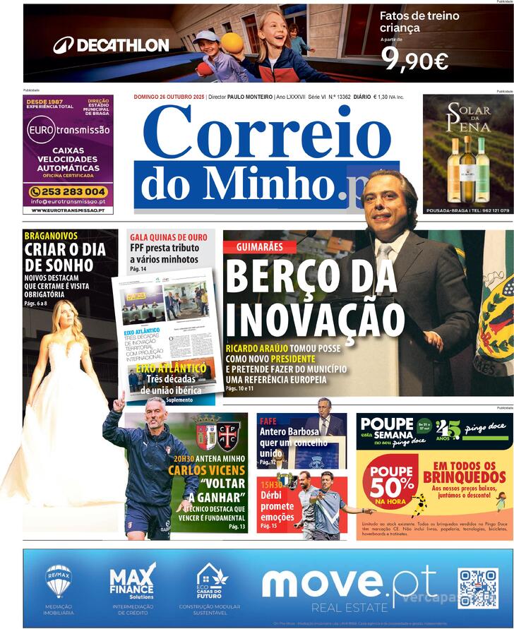 Capa Correio do Minho - 2025-10-26