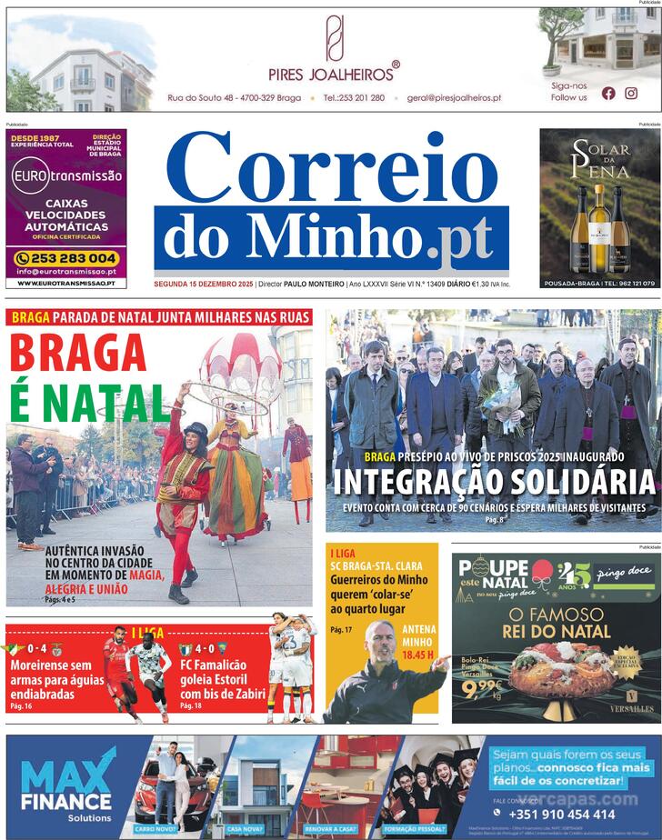 Capa Correio do Minho - 2025-12-15