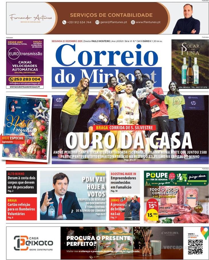 Capa Correio do Minho - 2025-12-22
