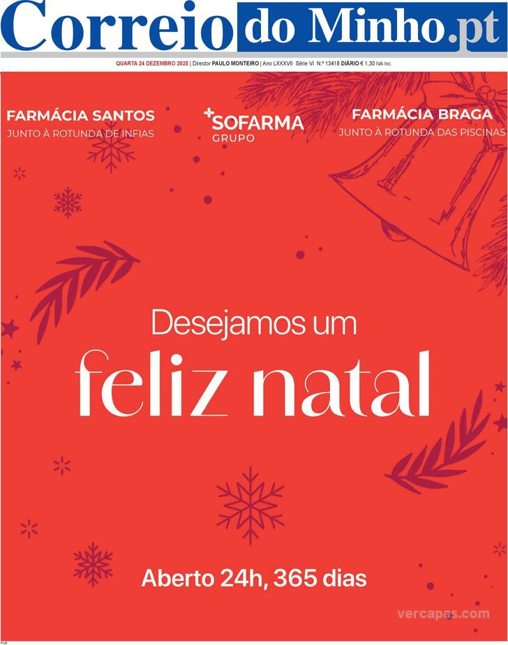 Capa Correio do Minho - 2025-12-25