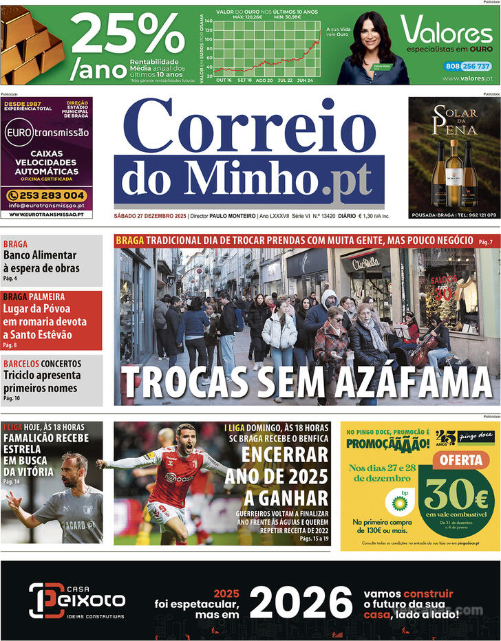 Capa Correio do Minho - 2025-12-27