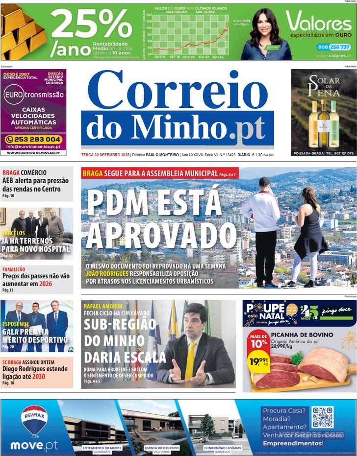Capa Correio do Minho - 2025-12-31