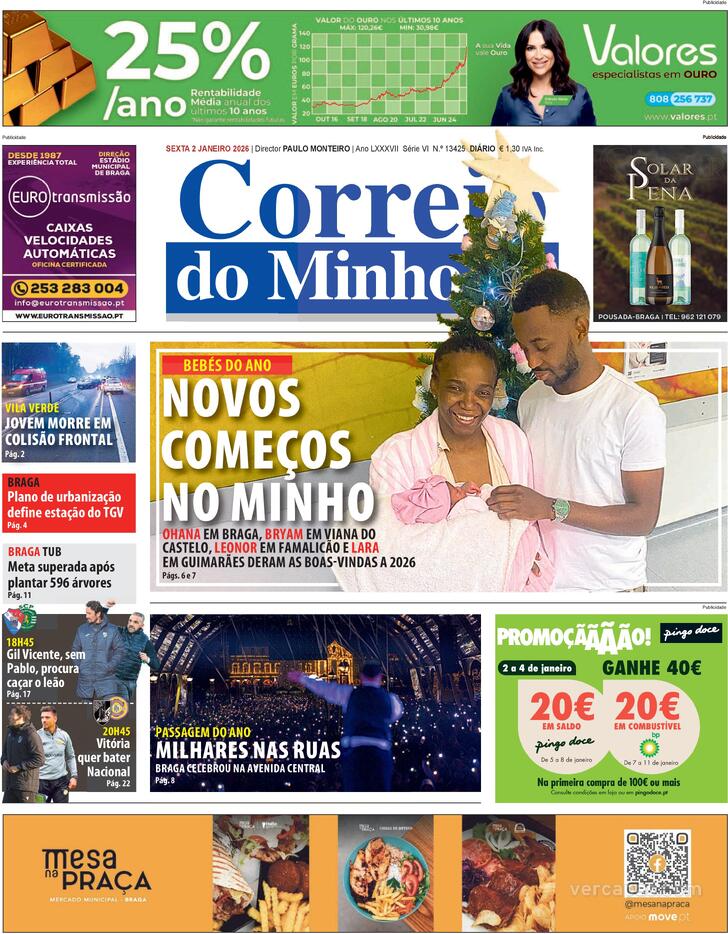 Capa Correio do Minho - 2026-01-02