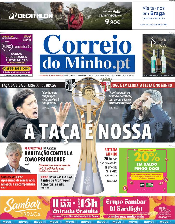 Capa Correio do Minho - 2026-01-10