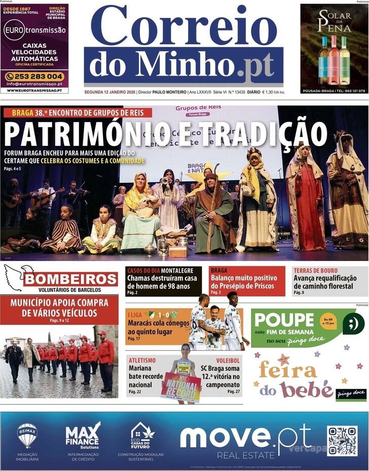 Capa Correio do Minho - 2026-01-12