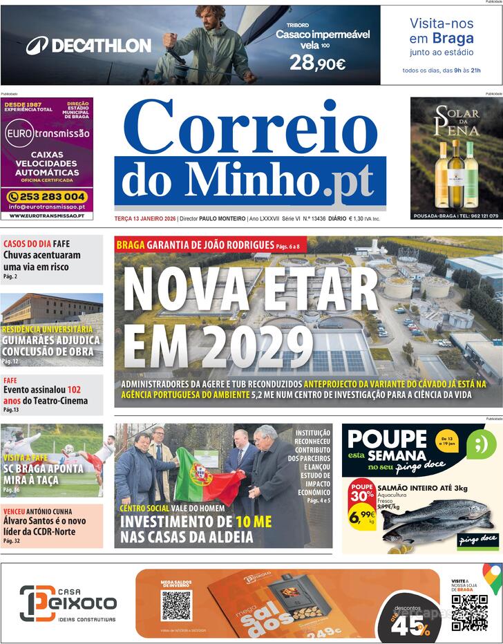 Capa Correio do Minho - 2026-01-13