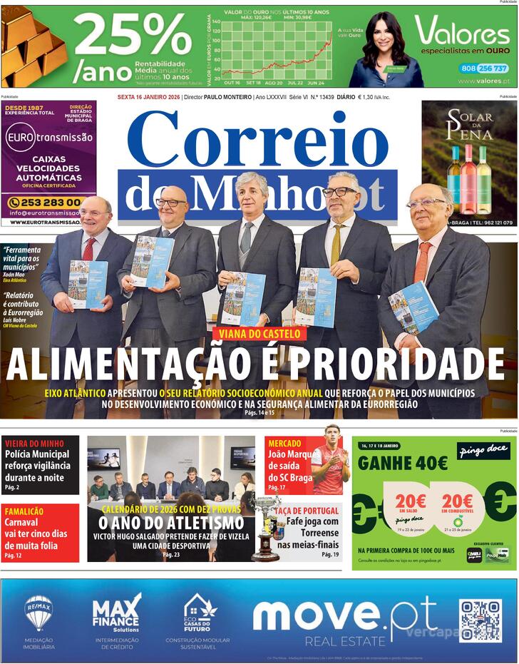 Capa Correio do Minho - 2026-01-16