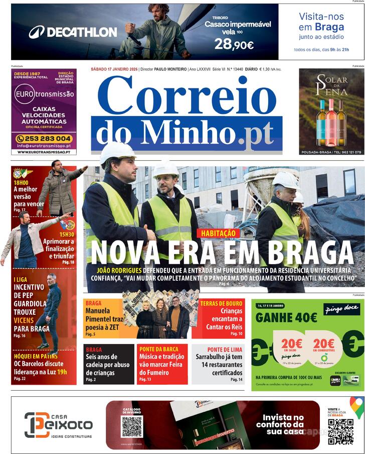 Capa Correio do Minho - 2026-01-17