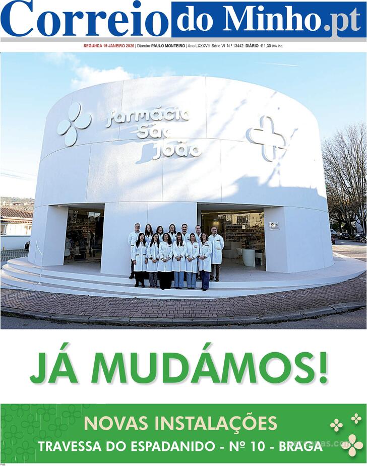Capa Correio do Minho - 2026-01-19