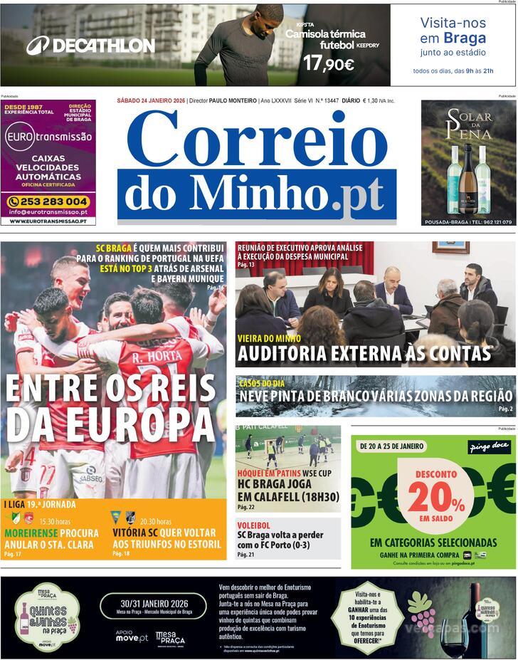 Capa Correio do Minho - 2026-01-24
