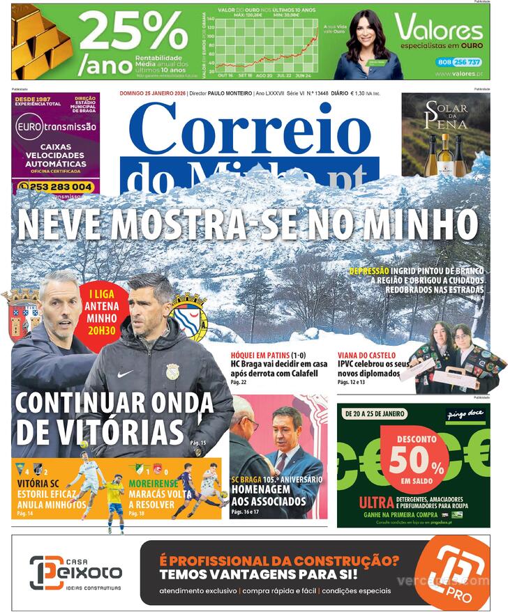 Capa Correio do Minho - 2026-01-25