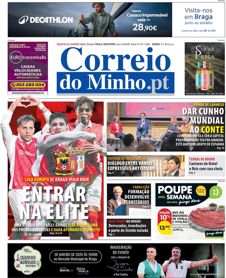 Capa Correio do Minho - 2026-01-28