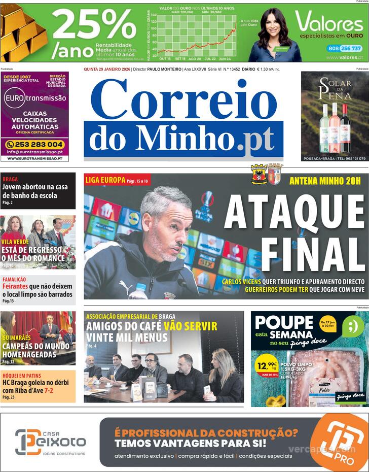 Capa Correio do Minho - 2026-01-29
