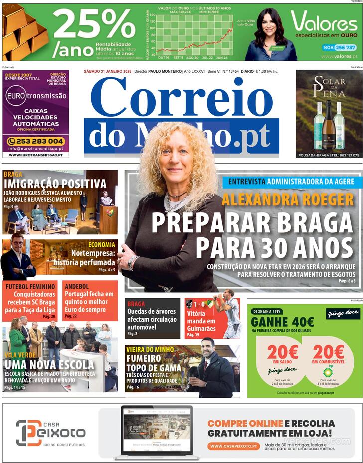 Capa Correio do Minho - 2026-01-31