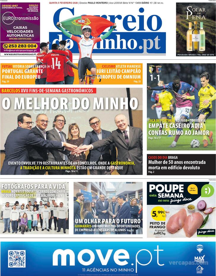 Capa Correio do Minho - 2026-02-05
