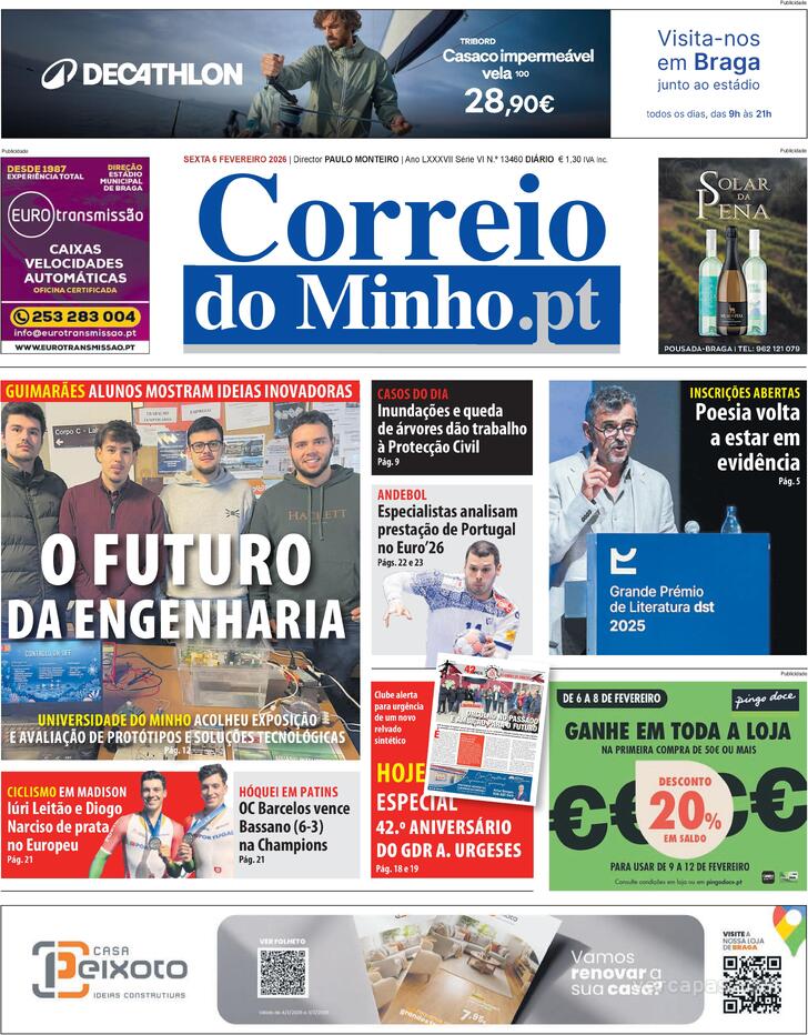 Capa Correio do Minho - 2026-02-06
