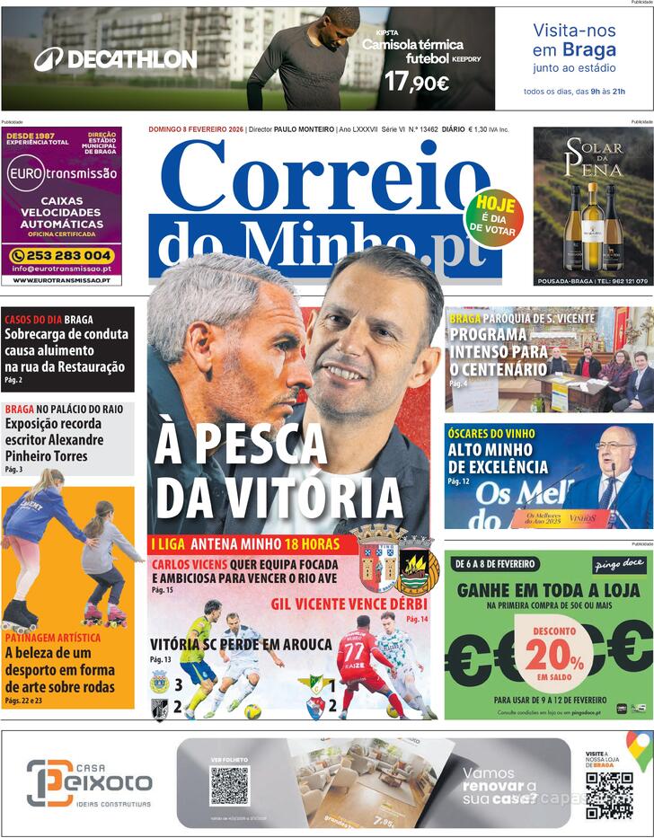 Capa Correio do Minho - 2026-02-08