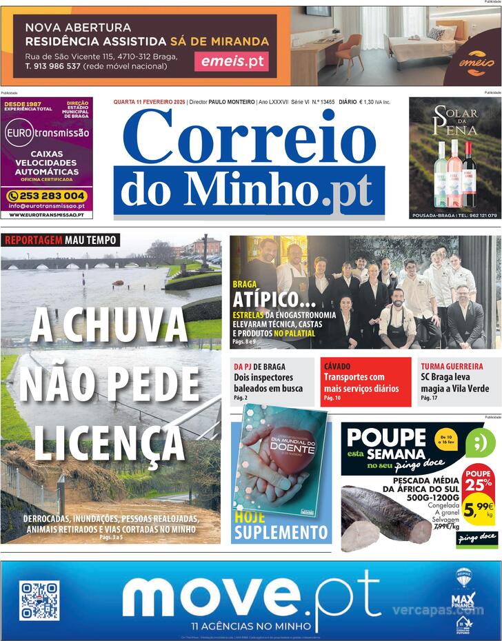 Capa Correio do Minho - 2026-02-11