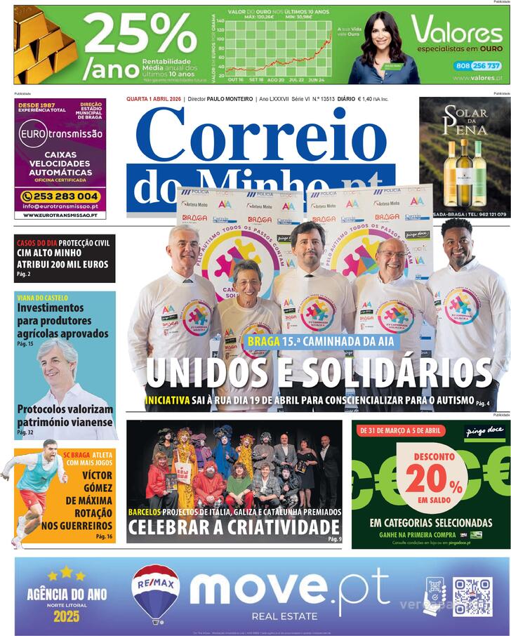 Capa Correio do Minho - 2026-04-01