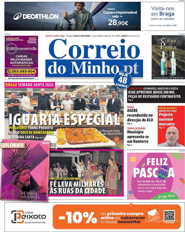 Capa Correio do Minho - 2026-04-02