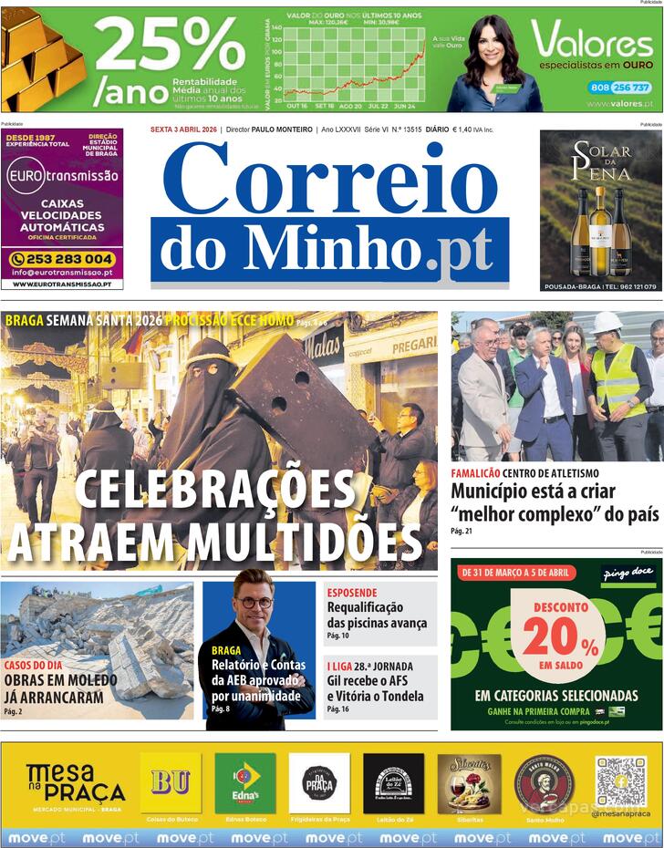 Capa Correio do Minho - 2026-04-03