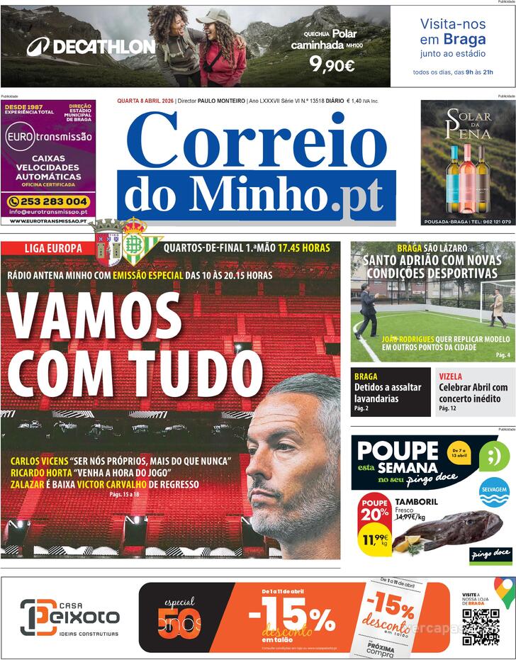 Capa Correio do Minho - 2026-04-08
