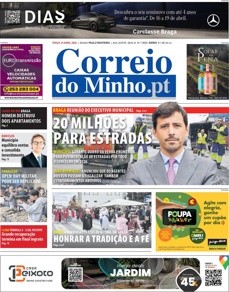 Capa Correio do Minho - 2026-04-14