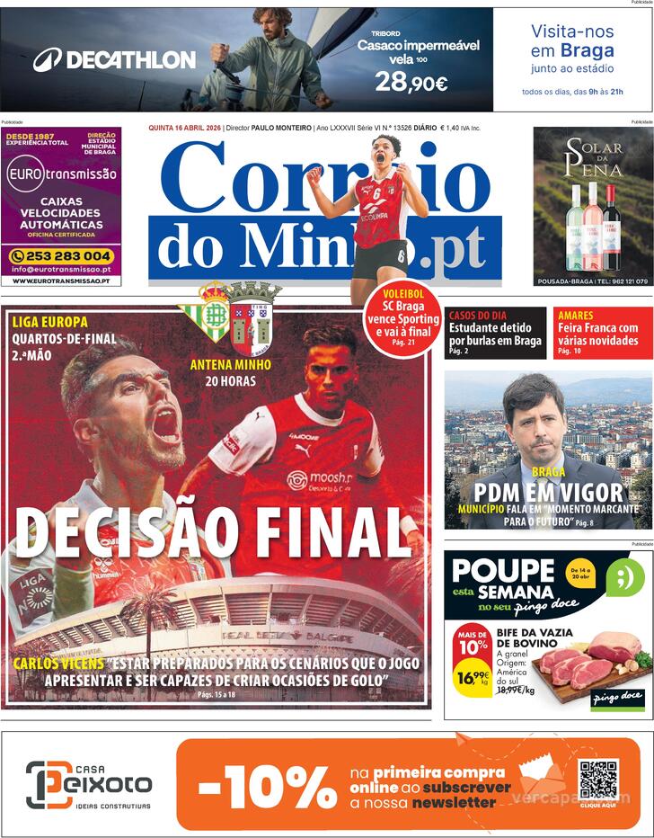 Capa Correio do Minho - 2026-04-16