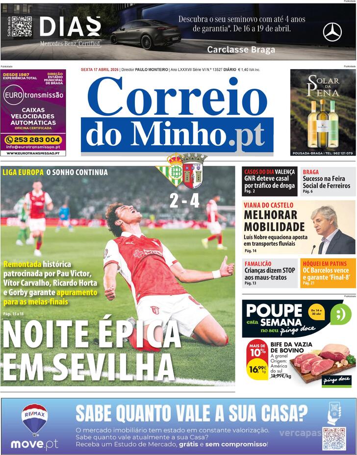Capa Correio do Minho - 2026-04-17