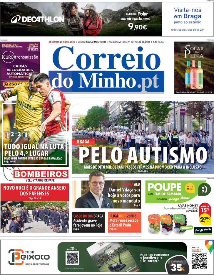 Capa Correio do Minho - 2026-04-20