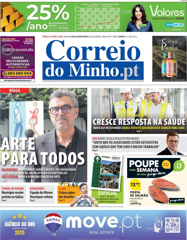 Capa Correio do Minho - 2026-04-21