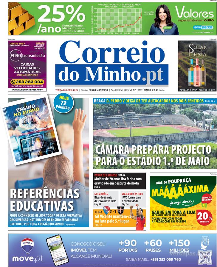 Capa Correio do Minho - 2026-04-28