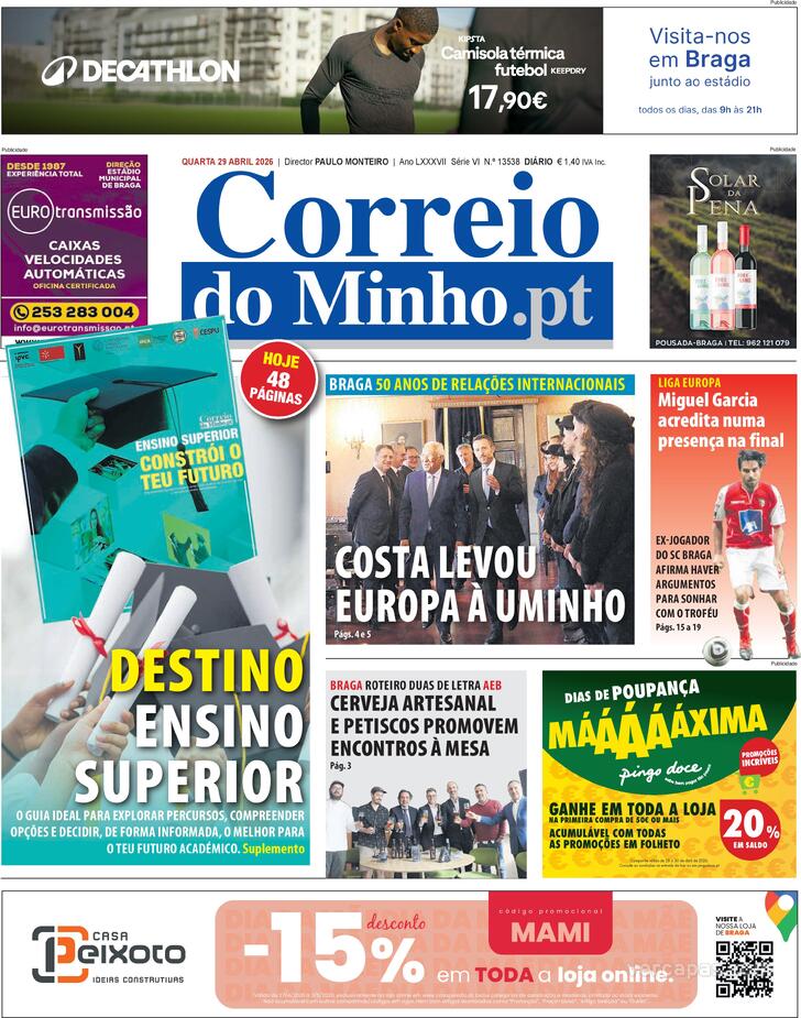 Capa Correio do Minho - 2026-04-29