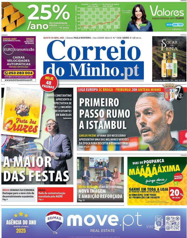 Capa Correio do Minho - 2026-05-01