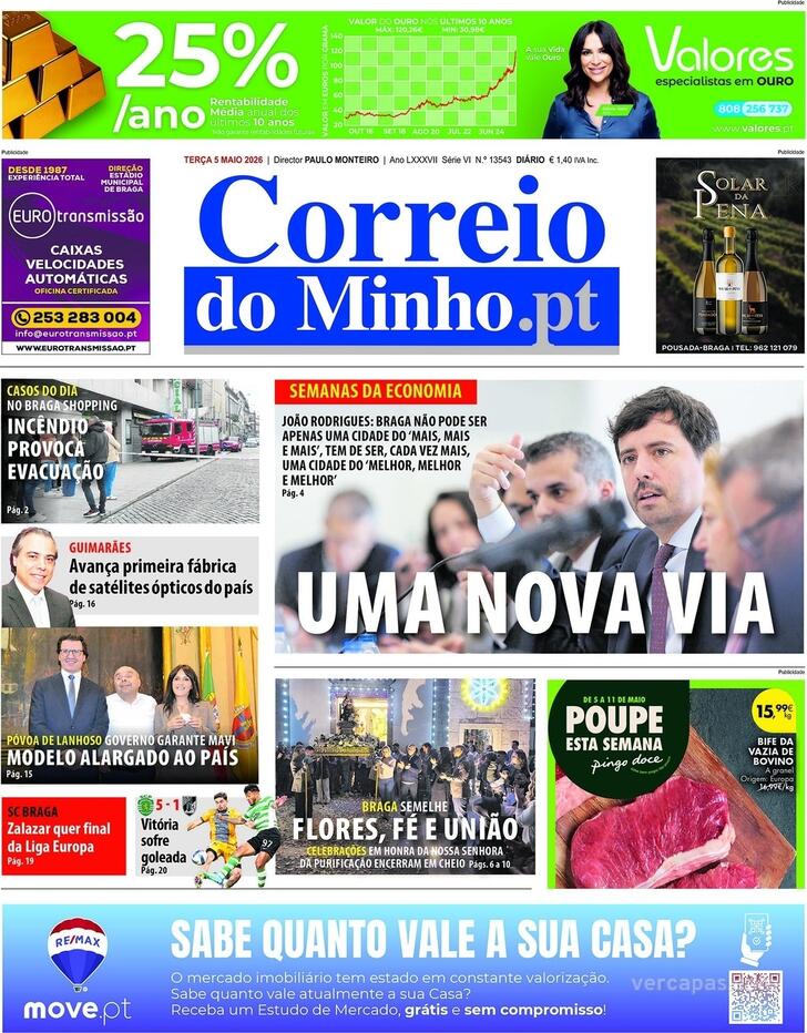 Capa Correio do Minho - 2026-05-05