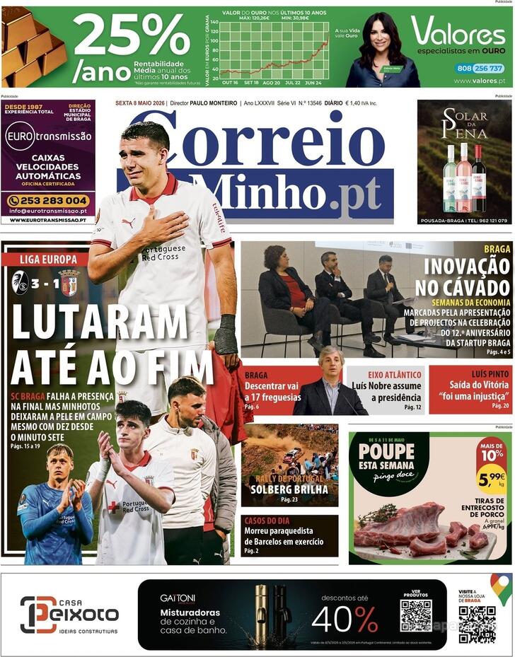 Capa Correio do Minho - 2026-05-08