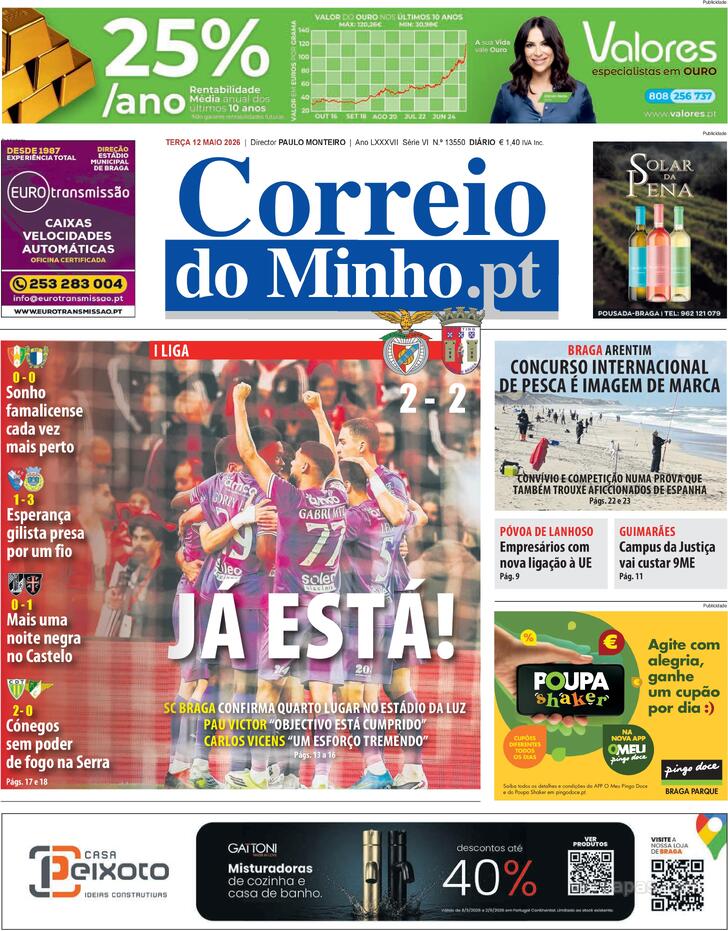 Capa Correio do Minho - 2026-05-12